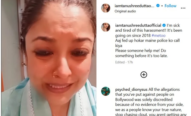 ஹெல்ப் பண்ணுங்க – பிரபல நடிகை தனுஸ்ரீ தத்தா கதறல்
