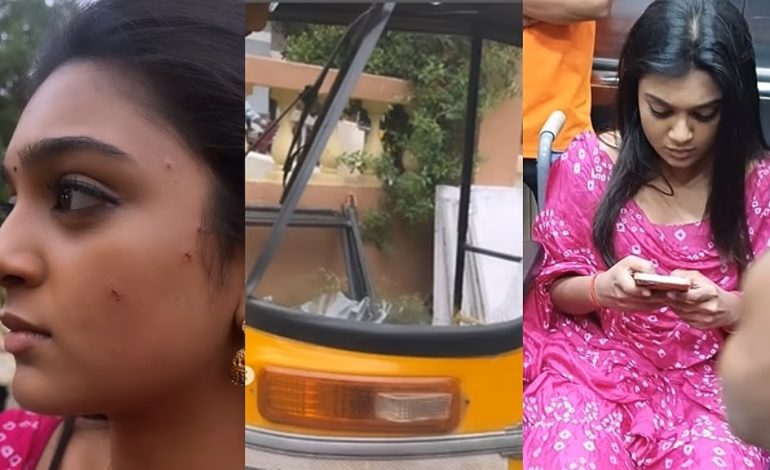 வெடித்துச் சிதறிய ஆட்டோ கண்ணாடி… பிரபல நடிகையின் முகம் கிழிந்தது