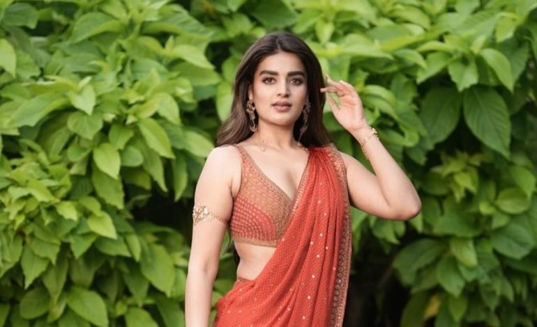 ஆப்பிள் நிற ஆடையில் கலக்கும் நடிகை நிதிஅகர்வால்